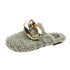 Fur Sandals Autumn Women Furry Wool Mule Slippers With Metal Chain